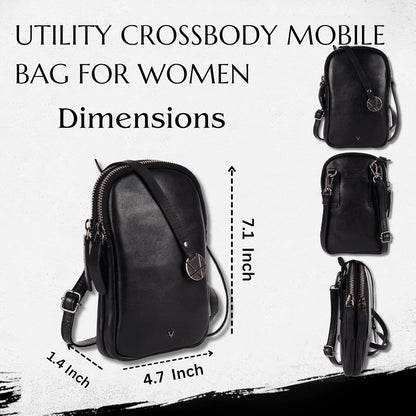 Genuine Italian Leather Small Leather Crossbody Bags For Women Cell Phone Purse, Trendy Casual Detachable Strap