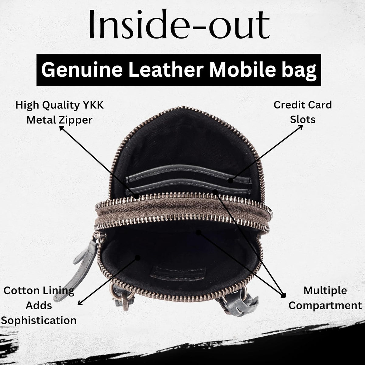 Genuine Italian Leather Small Leather Crossbody Bags For Women Cell Phone Purse, Trendy Casual Detachable Strap