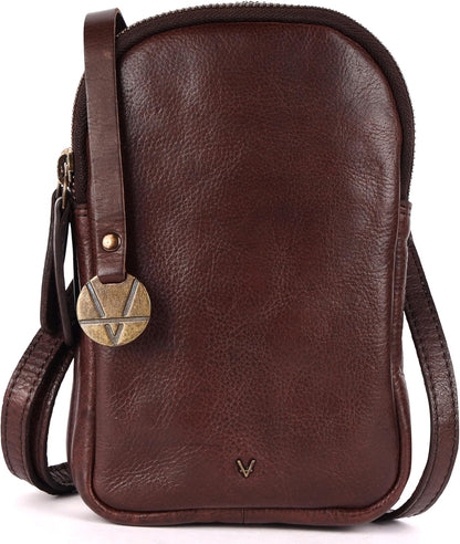 Genuine Italian Leather Small Leather Crossbody Bags For Women Cell Phone Purse, Trendy Casual Detachable Strap