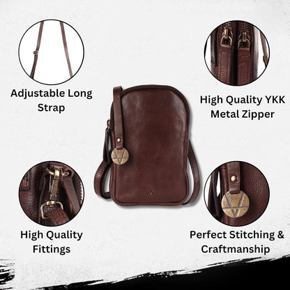 Genuine Italian Leather Small Leather Crossbody Bags For Women Cell Phone Purse, Trendy Casual Detachable Strap
