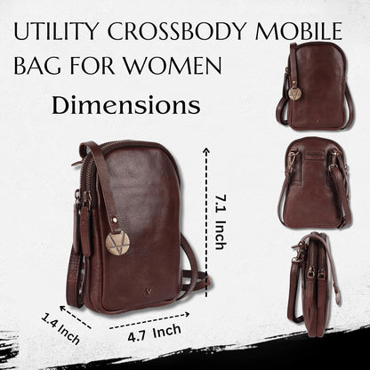 Genuine Italian Leather Small Leather Crossbody Bags For Women Cell Phone Purse, Trendy Casual Detachable Strap