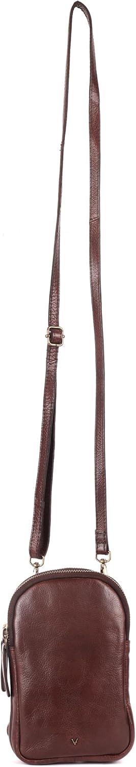 Genuine Italian Leather Small Leather Crossbody Bags For Women Cell Phone Purse, Trendy Casual Detachable Strap