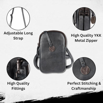 Genuine Italian Leather Small Leather Crossbody Bags For Women Cell Phone Purse, Trendy Casual Detachable Strap