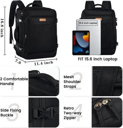 Carry on Backpack, Flight Approved Large Travel Laptop Backpack, 15.6 Inch Water Resistant Luggage Computer Daypack College Weekender Overnight Bag for Men & Women, blue