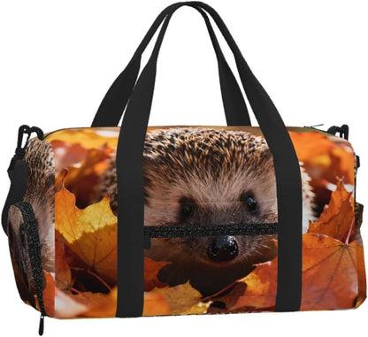 hedgehog Duffel Bag with Shoe Compartment-Sports Gym Weekender for Men Women, Waterproof Travel Tote with Wet Pocket for Dirty Shoes