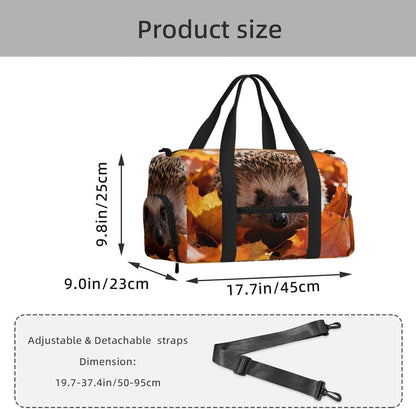 hedgehog Duffel Bag with Shoe Compartment-Sports Gym Weekender for Men Women, Waterproof Travel Tote with Wet Pocket for Dirty Shoes