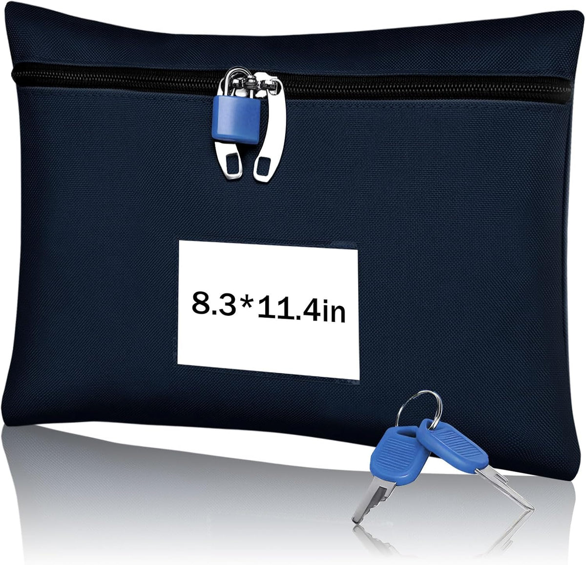 Cash Bag 11.4x8.3x0.4inch,Money Bags with Zipper Durable Oxford Cloth,Locking Bag for Cash Passports Jewelry Valuables Storage and Travel,Bank Bags with Inner Lining & External Card Slot(Red)