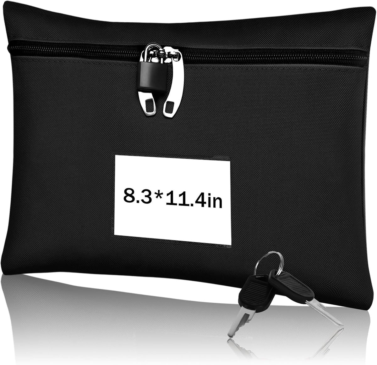 Cash Bag 11.4x8.3x0.4inch,Money Bags with Zipper Durable Oxford Cloth,Locking Bag for Cash Passports Jewelry Valuables Storage and Travel,Bank Bags with Inner Lining & External Card Slot(Red)