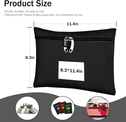 Cash Bag 11.4x8.3x0.4inch,Money Bags with Zipper Durable Oxford Cloth,Locking Bag for Cash Passports Jewelry Valuables Storage and Travel,Bank Bags with Inner Lining & External Card Slot(Red)