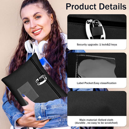Cash Bag 11.4x8.3x0.4inch,Money Bags with Zipper Durable Oxford Cloth,Locking Bag for Cash Passports Jewelry Valuables Storage and Travel,Bank Bags with Inner Lining & External Card Slot(Red)