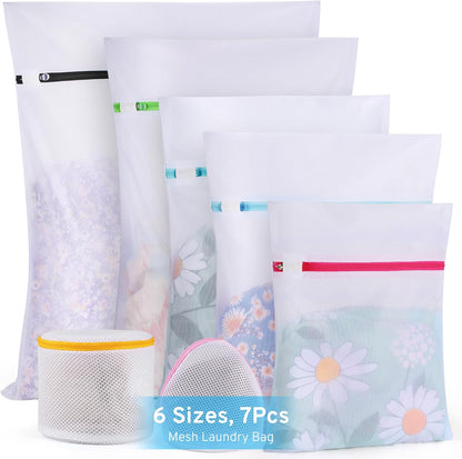 Ultimate 7 Pack 6 Size Mesh Laundry Bags Set for Delicates with AUTO-Lock Zipper, Lingerie Bags for Washing Delicates, Laundry Bags Mesh Wash Bags, Delicates Laundry Bag for Jeans,Blouse,Stocking,Bra