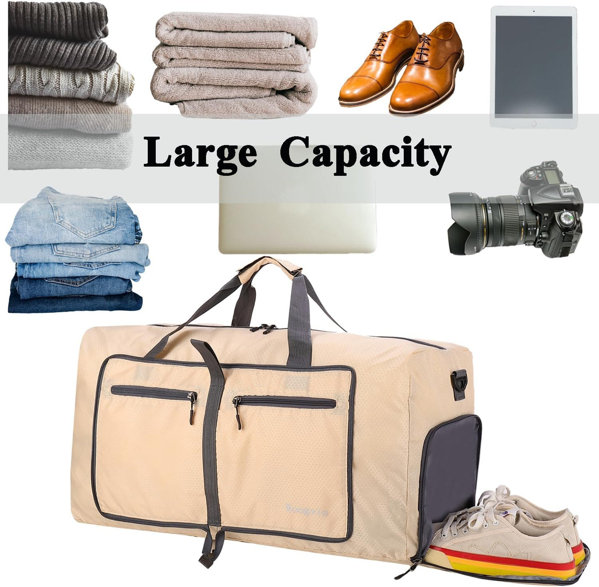 Travel Duffel Bag Large Foldable Waterproof Overnight Bag for Beach Swim Bags Pool Sports Gym