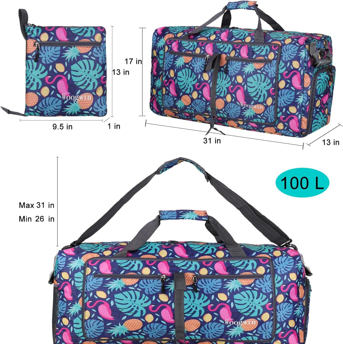 Travel Duffel Bag Large Foldable Waterproof Overnight Bag for Beach Swim Bags Pool Sports Gym