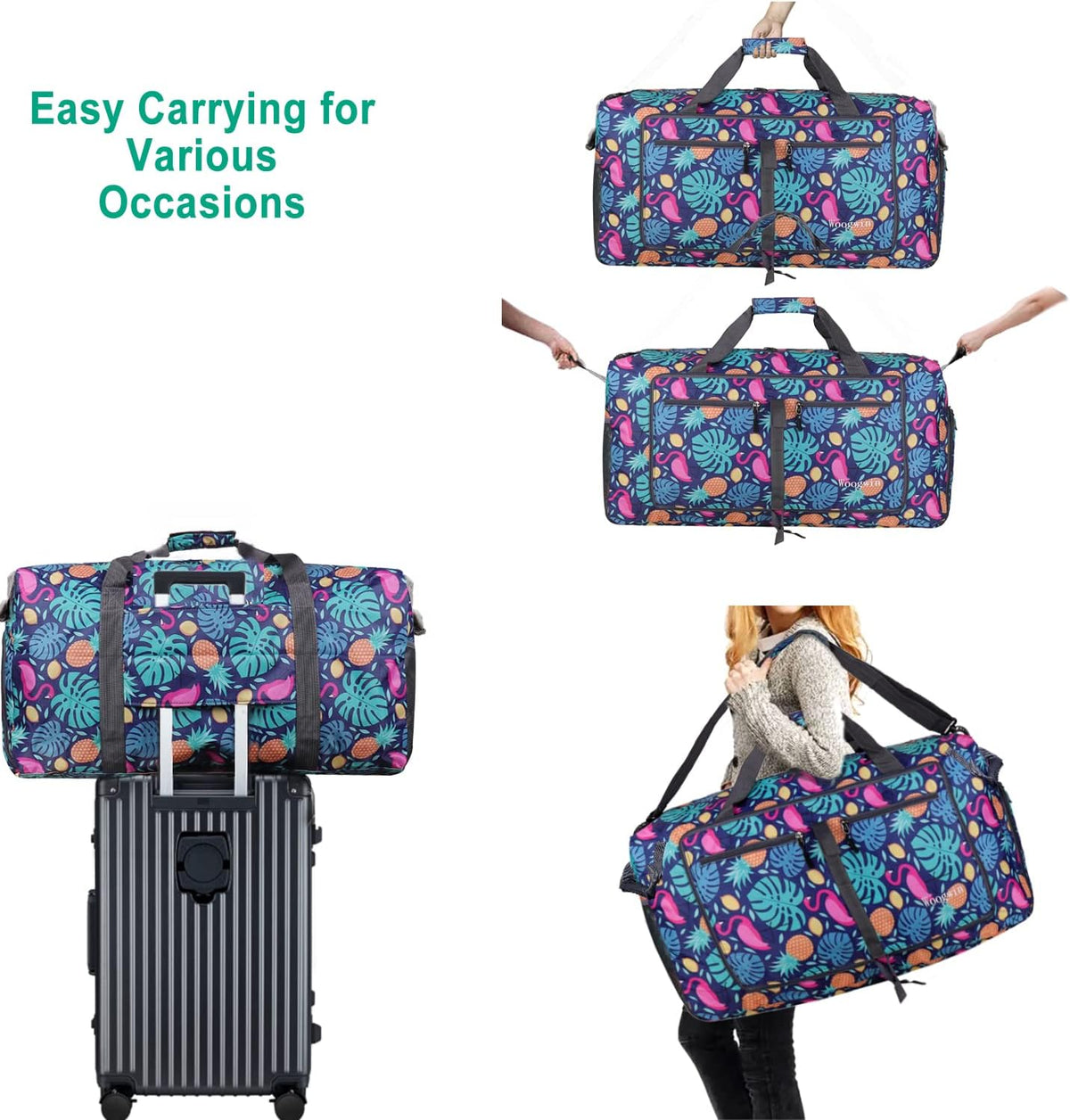 Travel Duffel Bag Large Foldable Waterproof Overnight Bag for Beach Swim Bags Pool Sports Gym