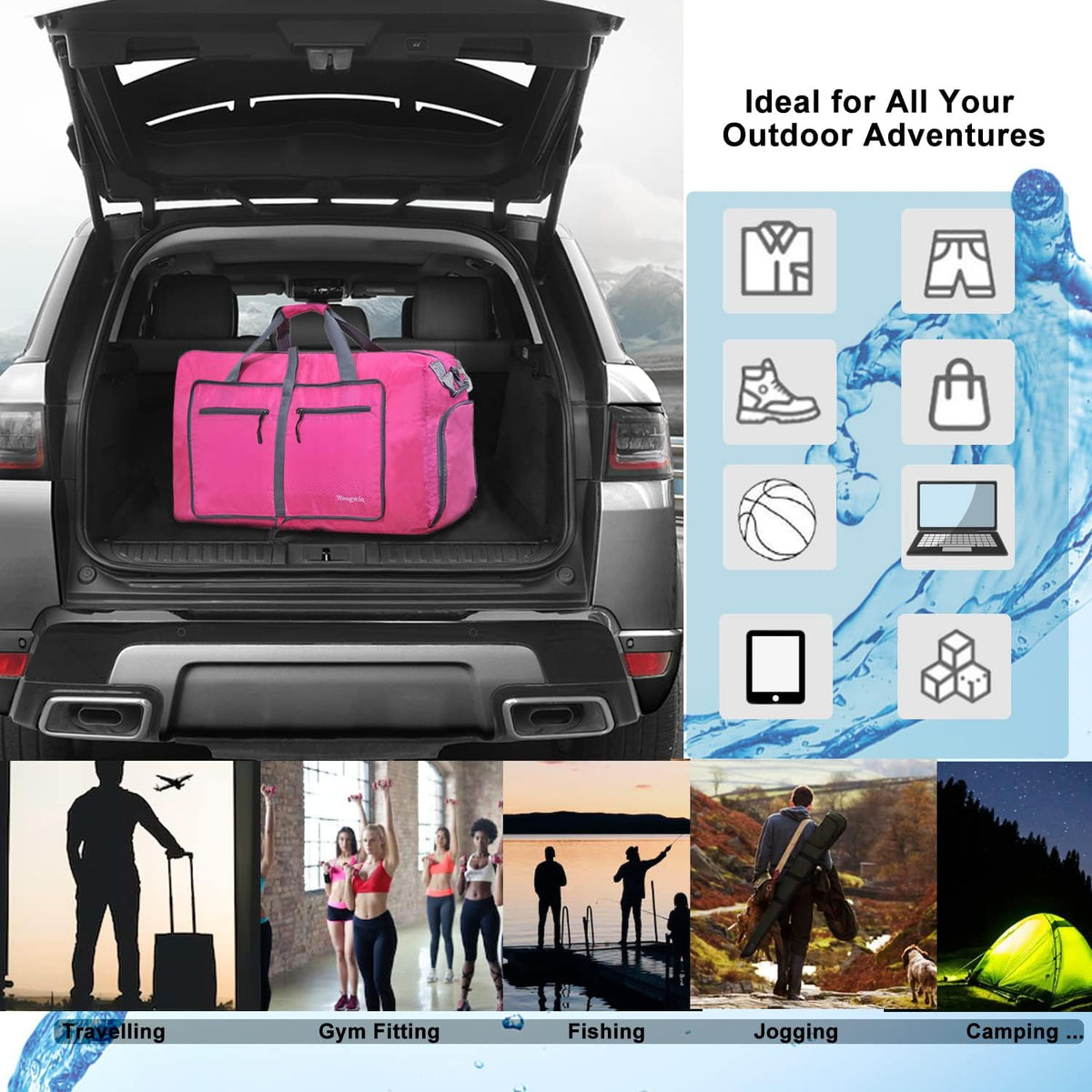 Travel Duffel Bag Large Foldable Waterproof Overnight Bag for Beach Swim Bags Pool Sports Gym