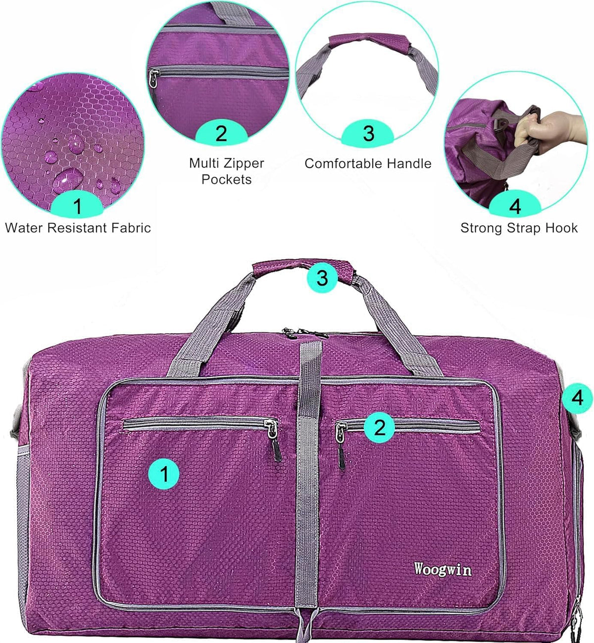 Travel Duffel Bag Large Foldable Waterproof Overnight Bag for Beach Swim Bags Pool Sports Gym