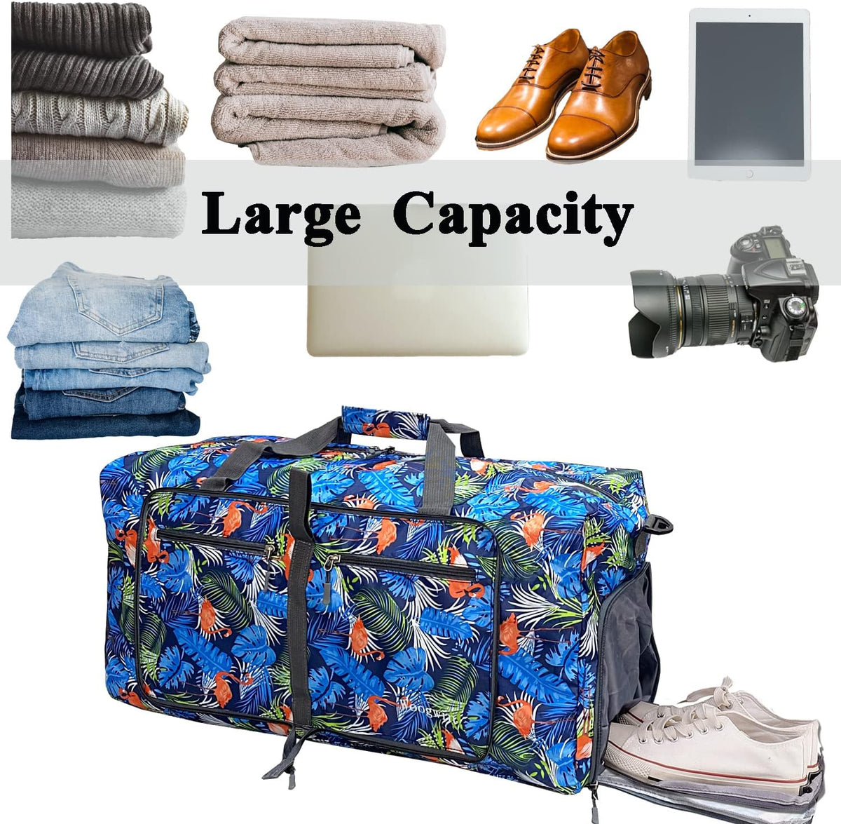 Travel Duffel Bag Large Foldable Waterproof Overnight Bag for Beach Swim Bags Pool Sports Gym