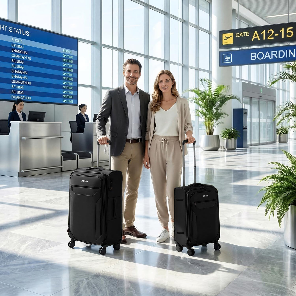 Carry on Luggage 22 X 14 X 9 Airline Approved,22 Inch Softside Suitcases w/TSA LOCK,Lightweight Carry-On Suitcase w/Spinner Wheels,Upright Softshell Luggage for Men/Women（Green,22in）
