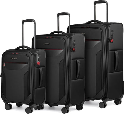 Carry on Luggage 22 X 14 X 9 Airline Approved,22 Inch Softside Suitcases w/TSA LOCK,Lightweight Carry-On Suitcase w/Spinner Wheels,Upright Softshell Luggage for Men/Women（Green,22in）