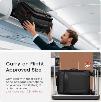 Carry on Luggage 22 X 14 X 9 Airline Approved,22 Inch Softside Suitcases w/TSA LOCK,Lightweight Carry-On Suitcase w/Spinner Wheels,Upright Softshell Luggage for Men/Women（Green,22in）