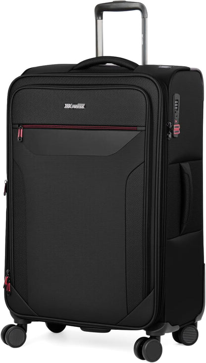 Carry on Luggage 22 X 14 X 9 Airline Approved,22 Inch Softside Suitcases w/TSA LOCK,Lightweight Carry-On Suitcase w/Spinner Wheels,Upright Softshell Luggage for Men/Women（Green,22in）