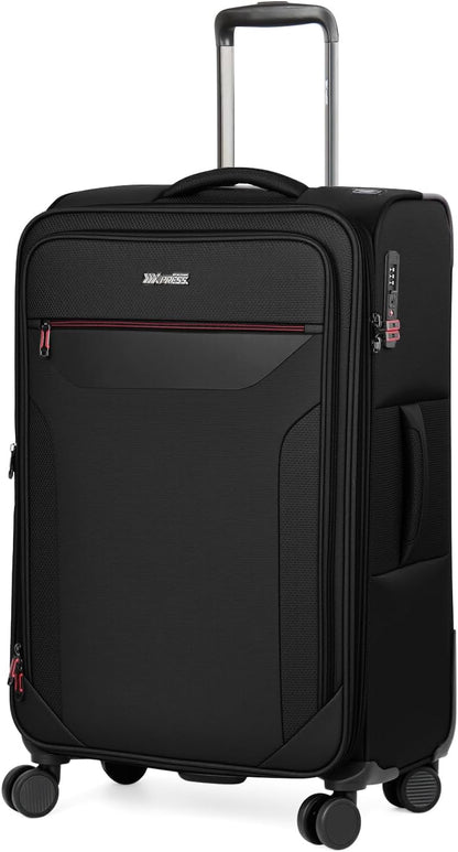 Carry on Luggage 22 X 14 X 9 Airline Approved,22 Inch Softside Suitcases w/TSA LOCK,Lightweight Carry-On Suitcase w/Spinner Wheels,Upright Softshell Luggage for Men/Women（Green,22in）