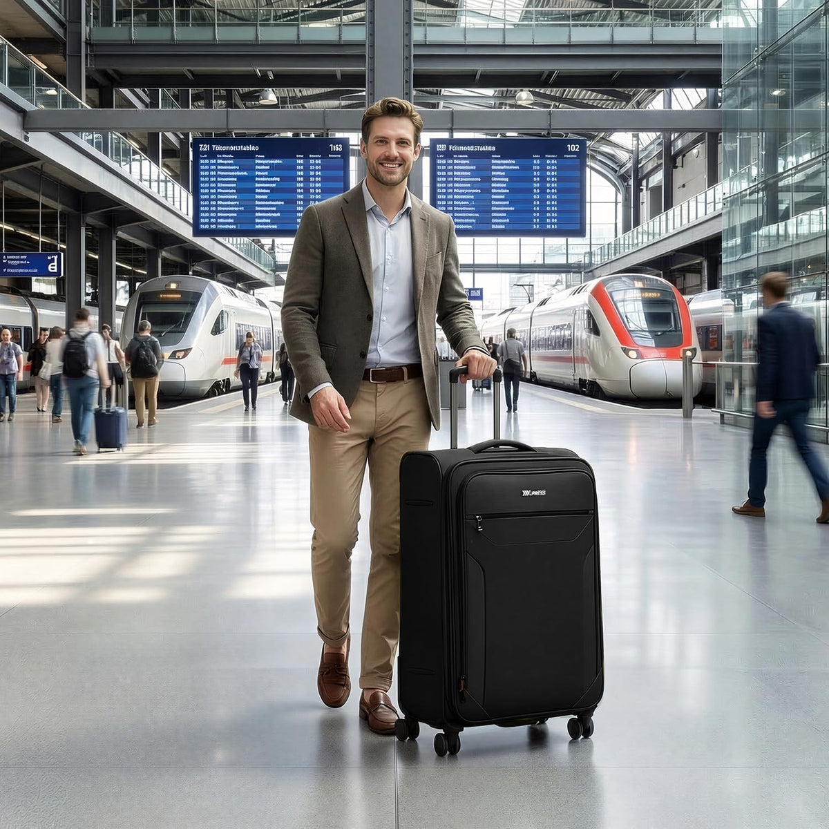 Carry on Luggage 22 X 14 X 9 Airline Approved,22 Inch Softside Suitcases w/TSA LOCK,Lightweight Carry-On Suitcase w/Spinner Wheels,Upright Softshell Luggage for Men/Women（Green,22in）