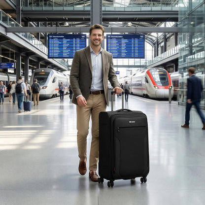 Carry on Luggage 22 X 14 X 9 Airline Approved,22 Inch Softside Suitcases w/TSA LOCK,Lightweight Carry-On Suitcase w/Spinner Wheels,Upright Softshell Luggage for Men/Women（Green,22in）