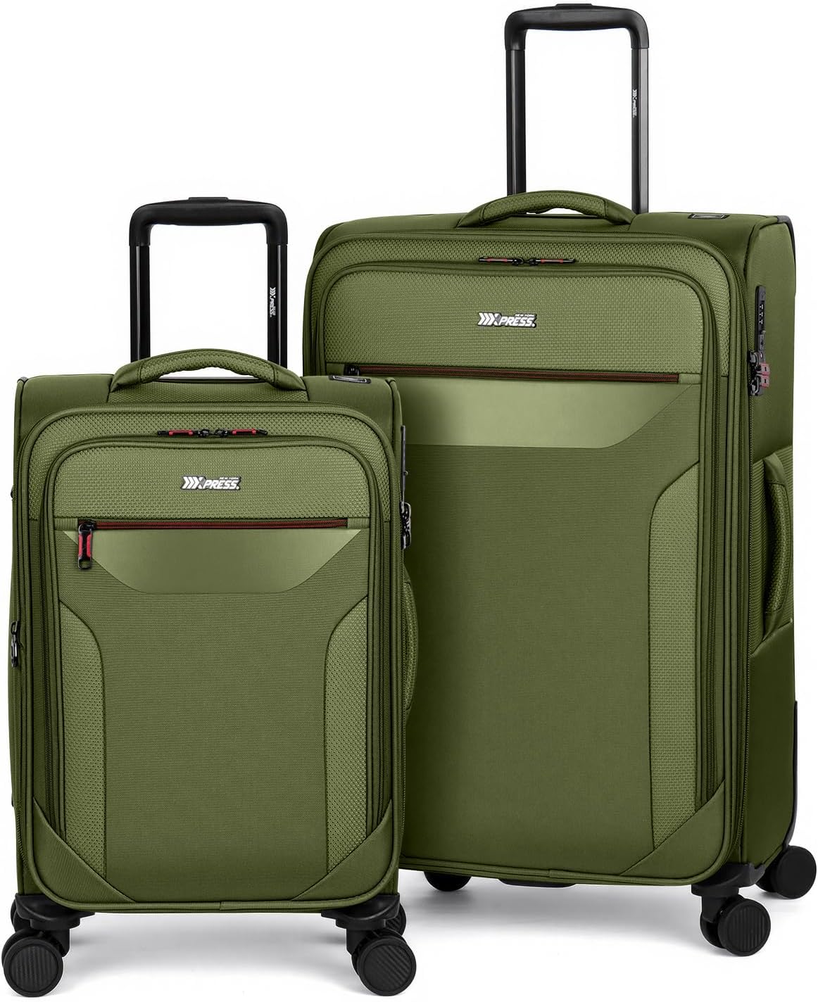 Carry on Luggage 22 X 14 X 9 Airline Approved,22 Inch Softside Suitcases w/TSA LOCK,Lightweight Carry-On Suitcase w/Spinner Wheels,Upright Softshell Luggage for Men/Women（Green,22in）