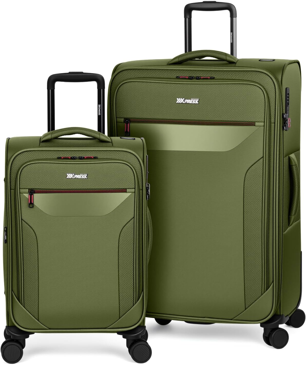 Carry on Luggage 22 X 14 X 9 Airline Approved,22 Inch Softside Suitcases w/TSA LOCK,Lightweight Carry-On Suitcase w/Spinner Wheels,Upright Softshell Luggage for Men/Women（Green,22in）