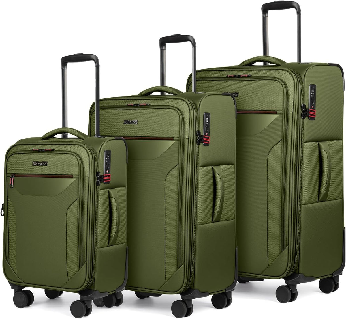 Carry on Luggage 22 X 14 X 9 Airline Approved,22 Inch Softside Suitcases w/TSA LOCK,Lightweight Carry-On Suitcase w/Spinner Wheels,Upright Softshell Luggage for Men/Women（Green,22in）