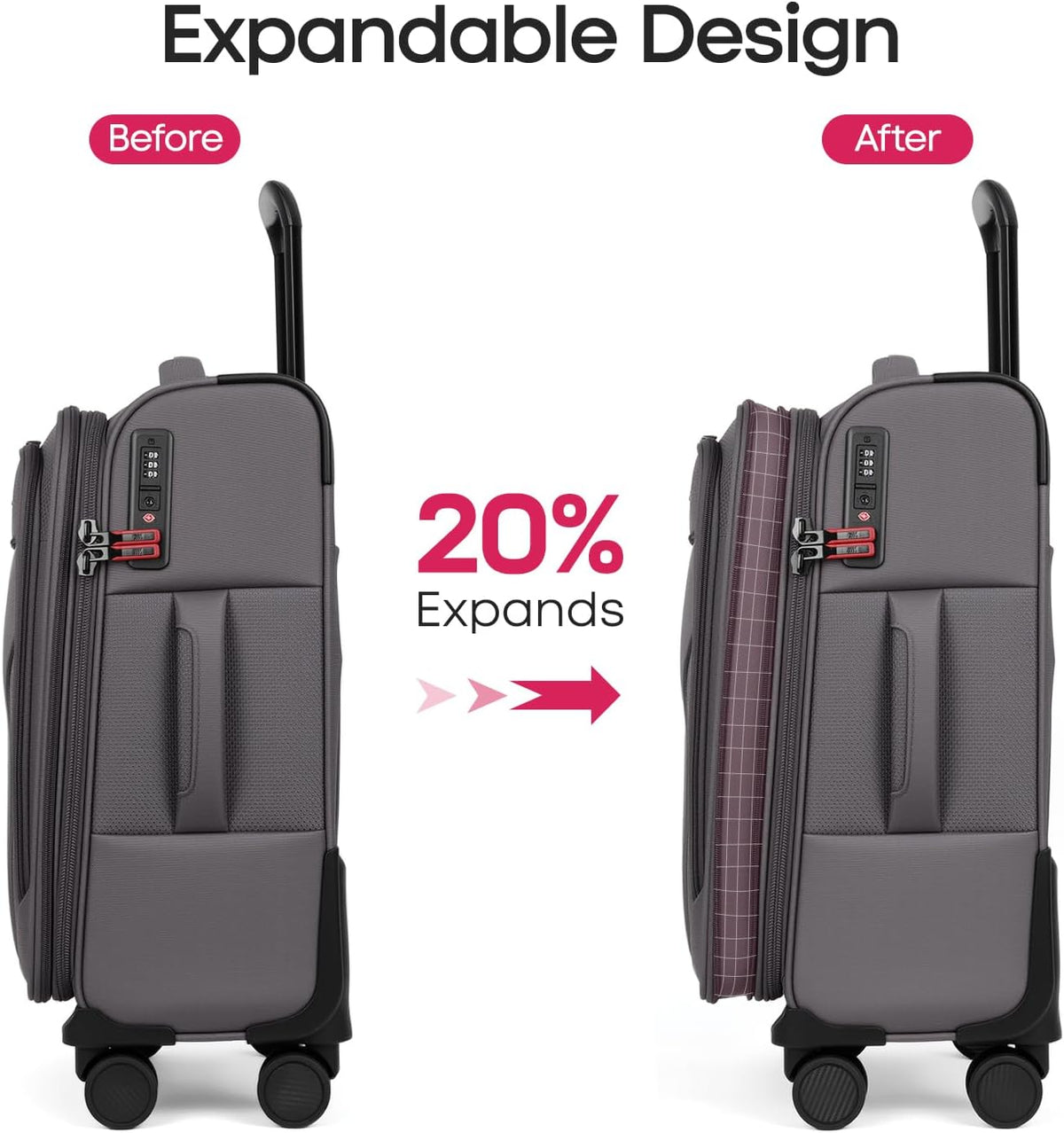 Carry on Luggage 22 X 14 X 9 Airline Approved,22 Inch Softside Suitcases w/TSA LOCK,Lightweight Carry-On Suitcase w/Spinner Wheels,Upright Softshell Luggage for Men/Women（Green,22in）
