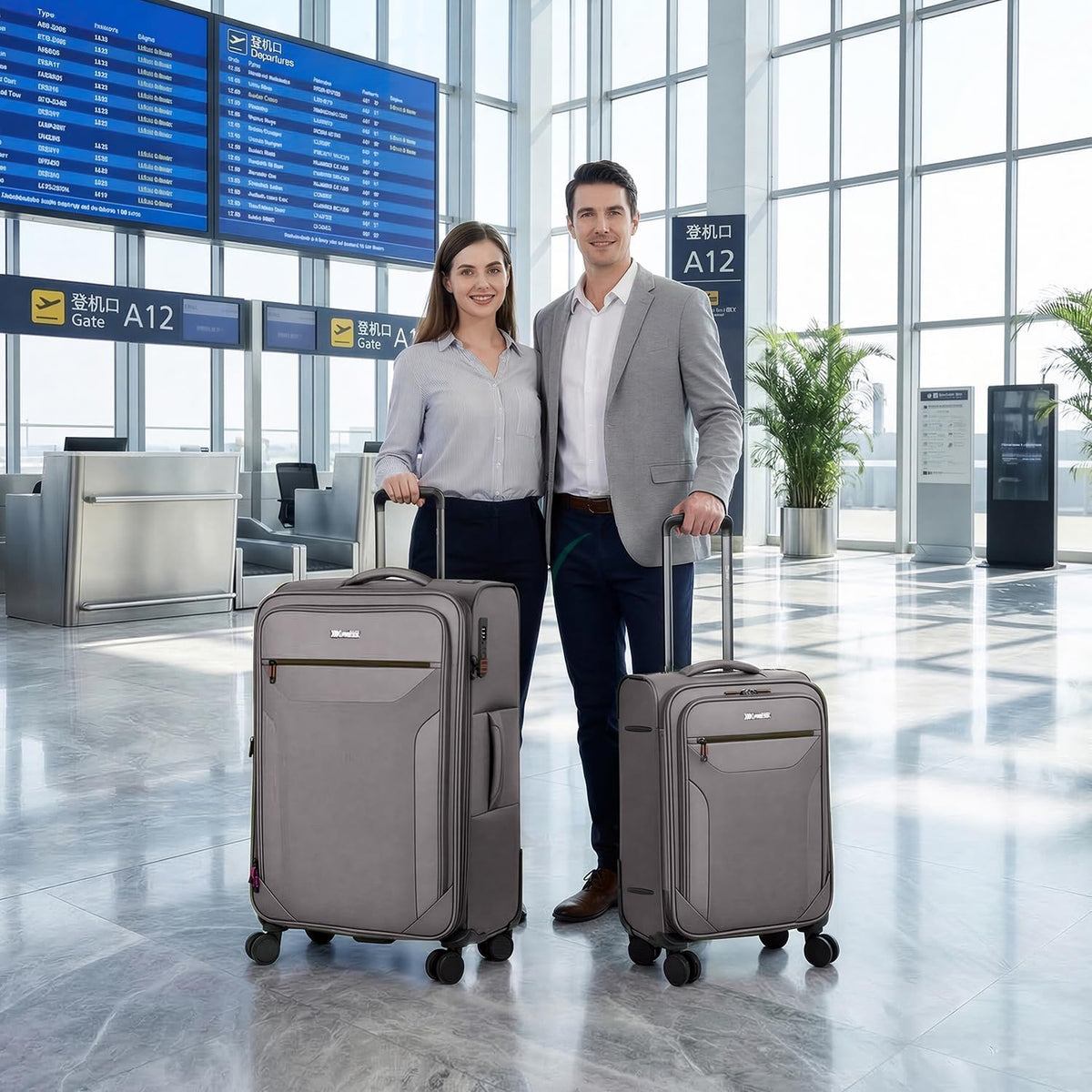 Carry on Luggage 22 X 14 X 9 Airline Approved,22 Inch Softside Suitcases w/TSA LOCK,Lightweight Carry-On Suitcase w/Spinner Wheels,Upright Softshell Luggage for Men/Women（Green,22in）
