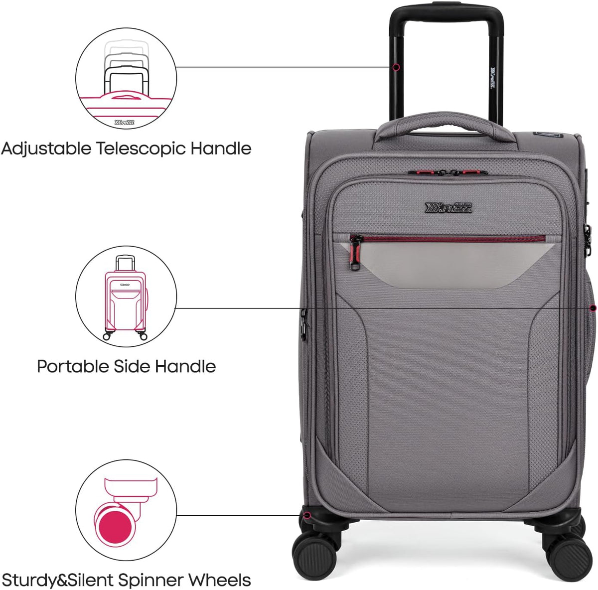 Carry on Luggage 22 X 14 X 9 Airline Approved,22 Inch Softside Suitcases w/TSA LOCK,Lightweight Carry-On Suitcase w/Spinner Wheels,Upright Softshell Luggage for Men/Women（Green,22in）