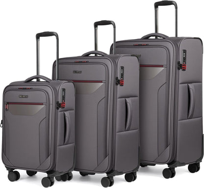 Carry on Luggage 22 X 14 X 9 Airline Approved,22 Inch Softside Suitcases w/TSA LOCK,Lightweight Carry-On Suitcase w/Spinner Wheels,Upright Softshell Luggage for Men/Women（Green,22in）
