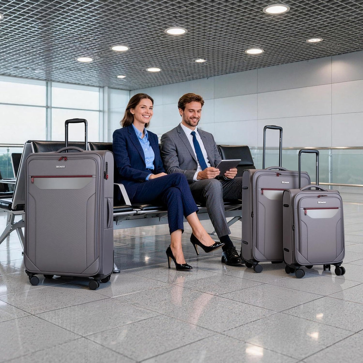 Carry on Luggage 22 X 14 X 9 Airline Approved,22 Inch Softside Suitcases w/TSA LOCK,Lightweight Carry-On Suitcase w/Spinner Wheels,Upright Softshell Luggage for Men/Women（Green,22in）