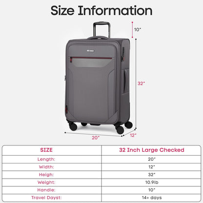 Carry on Luggage 22 X 14 X 9 Airline Approved,22 Inch Softside Suitcases w/TSA LOCK,Lightweight Carry-On Suitcase w/Spinner Wheels,Upright Softshell Luggage for Men/Women（Green,22in）