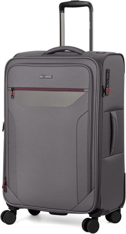 Carry on Luggage 22 X 14 X 9 Airline Approved,22 Inch Softside Suitcases w/TSA LOCK,Lightweight Carry-On Suitcase w/Spinner Wheels,Upright Softshell Luggage for Men/Women（Green,22in）