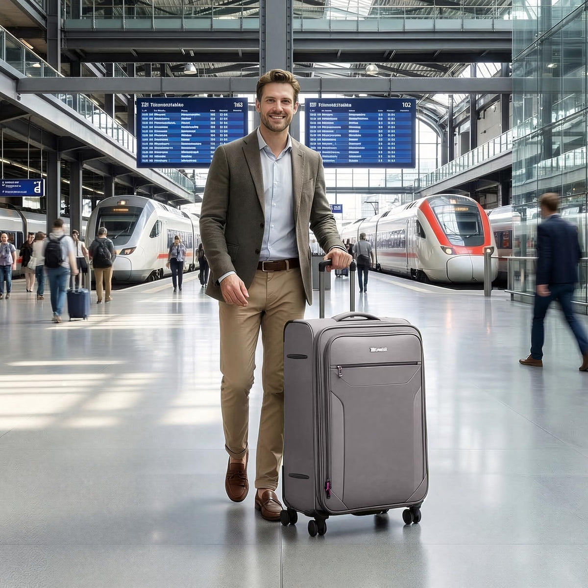 Carry on Luggage 22 X 14 X 9 Airline Approved,22 Inch Softside Suitcases w/TSA LOCK,Lightweight Carry-On Suitcase w/Spinner Wheels,Upright Softshell Luggage for Men/Women（Green,22in）