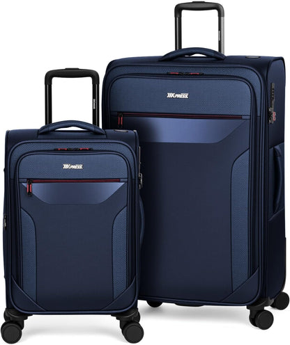 Carry on Luggage 22 X 14 X 9 Airline Approved,22 Inch Softside Suitcases w/TSA LOCK,Lightweight Carry-On Suitcase w/Spinner Wheels,Upright Softshell Luggage for Men/Women（Green,22in）