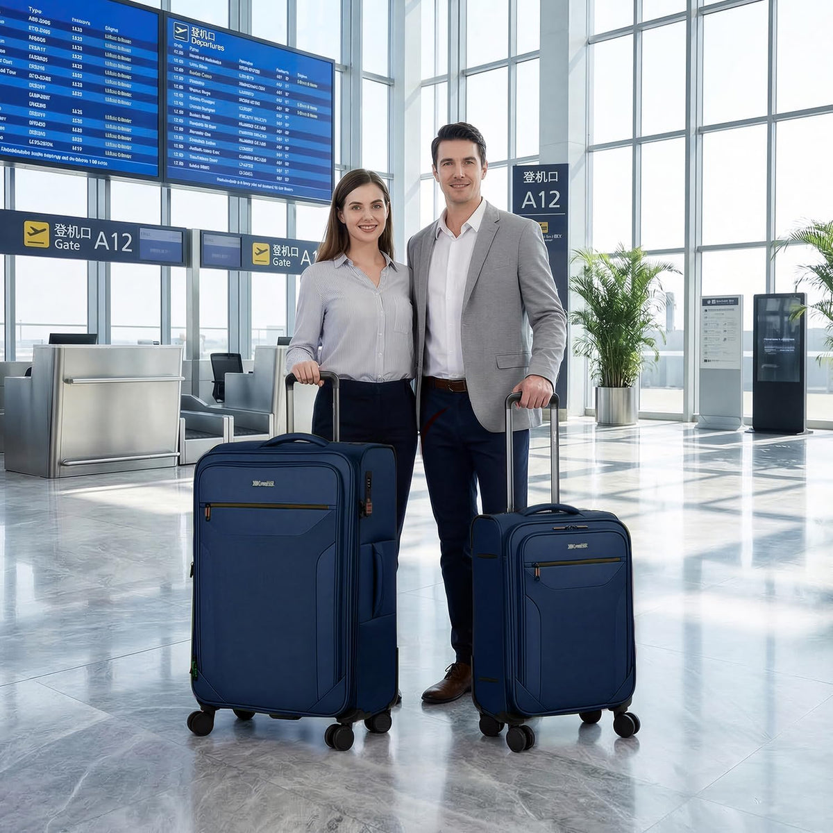 Carry on Luggage 22 X 14 X 9 Airline Approved,22 Inch Softside Suitcases w/TSA LOCK,Lightweight Carry-On Suitcase w/Spinner Wheels,Upright Softshell Luggage for Men/Women（Green,22in）