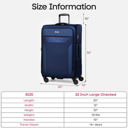 Carry on Luggage 22 X 14 X 9 Airline Approved,22 Inch Softside Suitcases w/TSA LOCK,Lightweight Carry-On Suitcase w/Spinner Wheels,Upright Softshell Luggage for Men/Women（Green,22in）