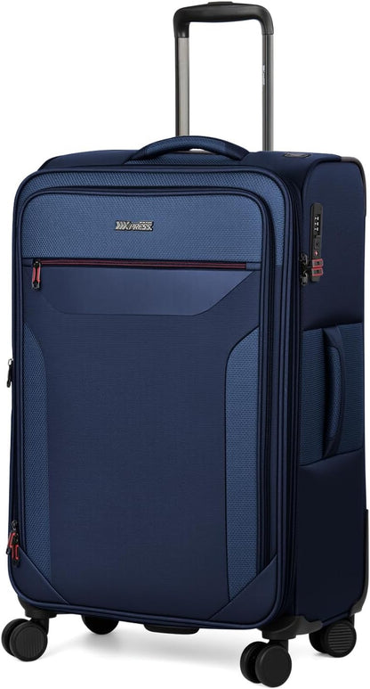 Carry on Luggage 22 X 14 X 9 Airline Approved,22 Inch Softside Suitcases w/TSA LOCK,Lightweight Carry-On Suitcase w/Spinner Wheels,Upright Softshell Luggage for Men/Women（Green,22in）