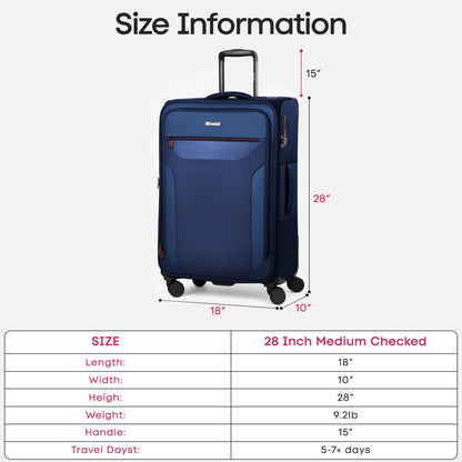 Carry on Luggage 22 X 14 X 9 Airline Approved,22 Inch Softside Suitcases w/TSA LOCK,Lightweight Carry-On Suitcase w/Spinner Wheels,Upright Softshell Luggage for Men/Women（Green,22in）