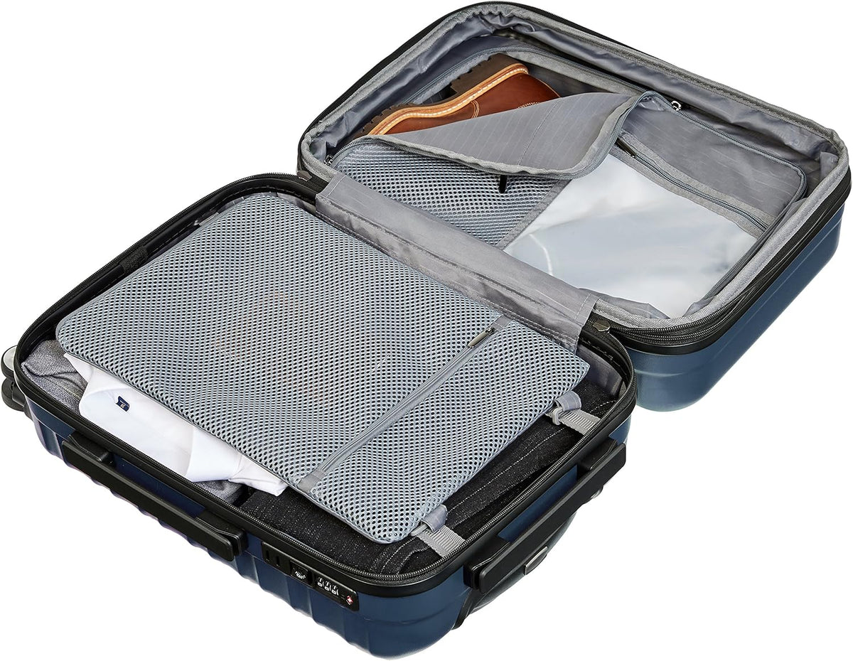 21" Hardside Carry-On Luggage with TSA Lock, Expandable, Organized Interior with Divider and Pockets, Spinner Wheels, Navy Blue
