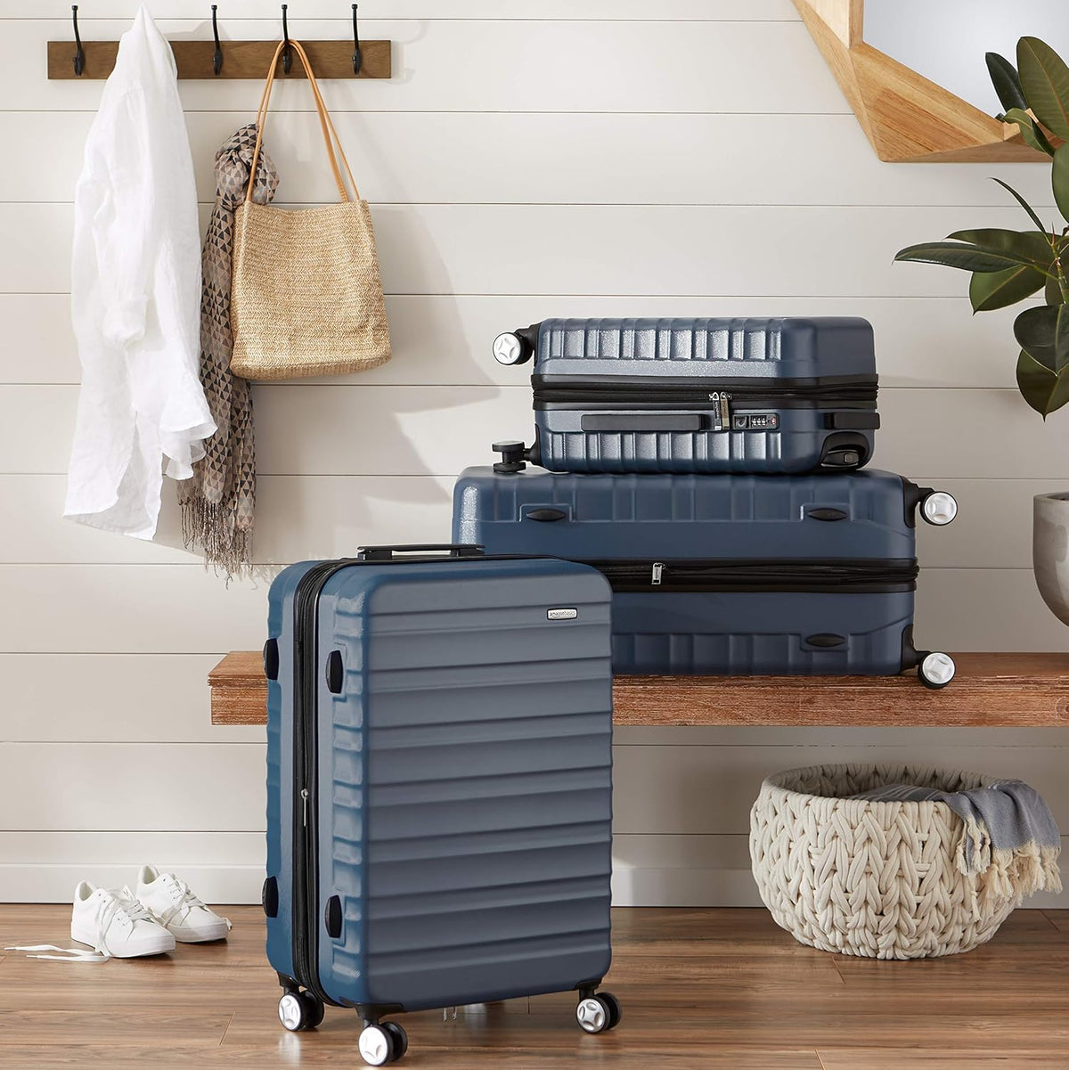 21" Hardside Carry-On Luggage with TSA Lock, Expandable, Organized Interior with Divider and Pockets, Spinner Wheels, Navy Blue