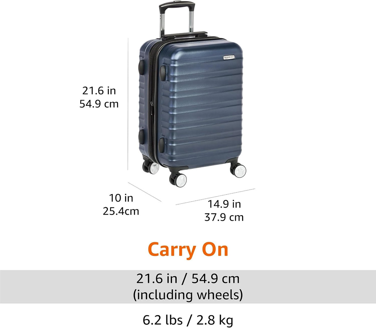 21" Hardside Carry-On Luggage with TSA Lock, Expandable, Organized Interior with Divider and Pockets, Spinner Wheels, Navy Blue