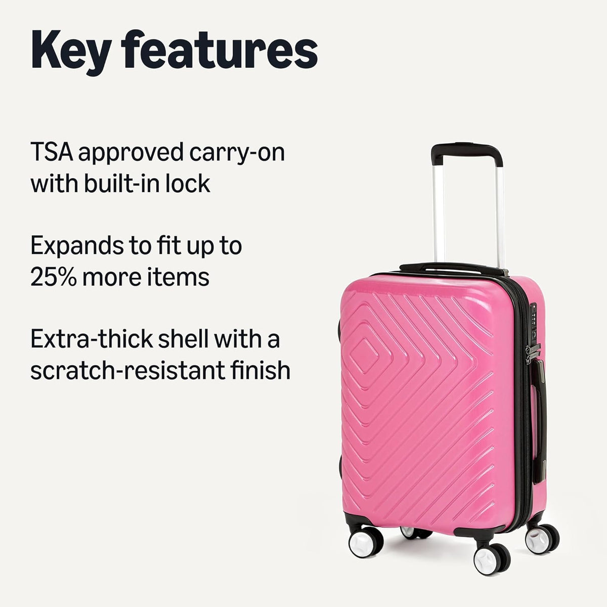 21" Hardside Carry-On Luggage with TSA Lock, Expandable, Organized Interior with Divider and Pockets, Spinner Wheels, Navy Blue