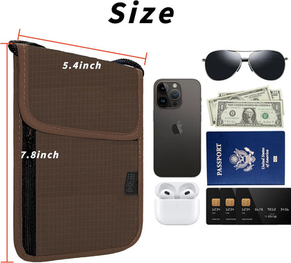 Travel Neck Wallet with RFID Blocking – Passport Holder Organizer Neck Pouch – Portable Easy to Conceal Travel Pouch (Light Blue)
