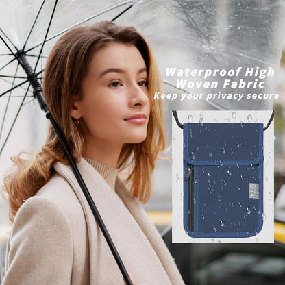 Travel Neck Wallet with RFID Blocking – Passport Holder Organizer Neck Pouch – Portable Easy to Conceal Travel Pouch (Light Blue)